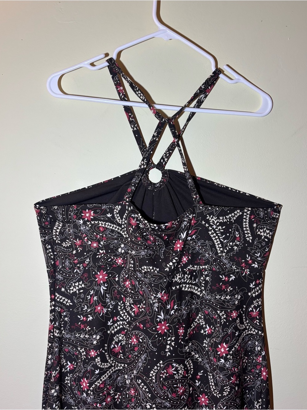 LOFT Brown Strapless Floral Midi Dress with Ring Halter - Picture 6 of 7